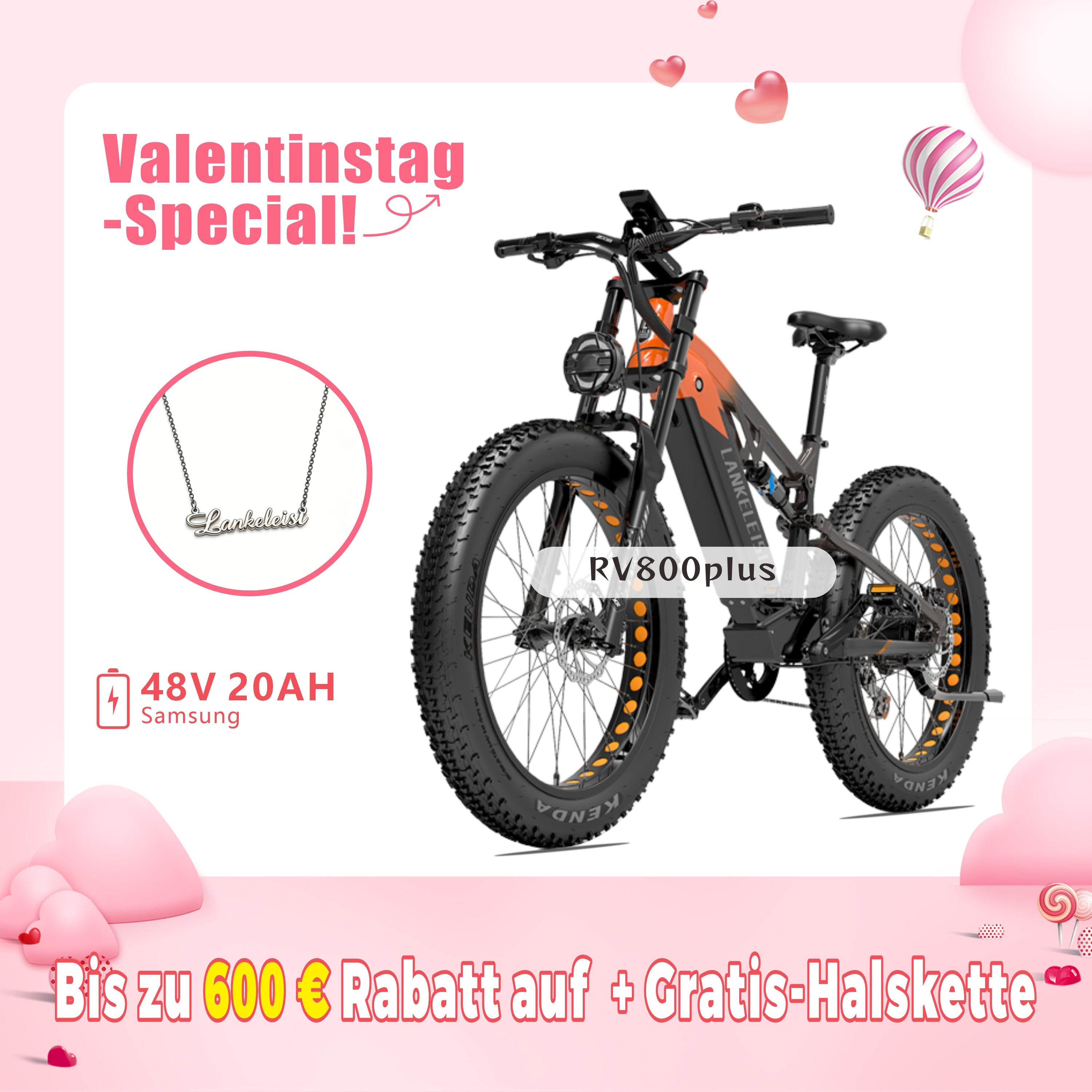 LANKELEISI RV800 Plus E-Mountainbike Fatbike