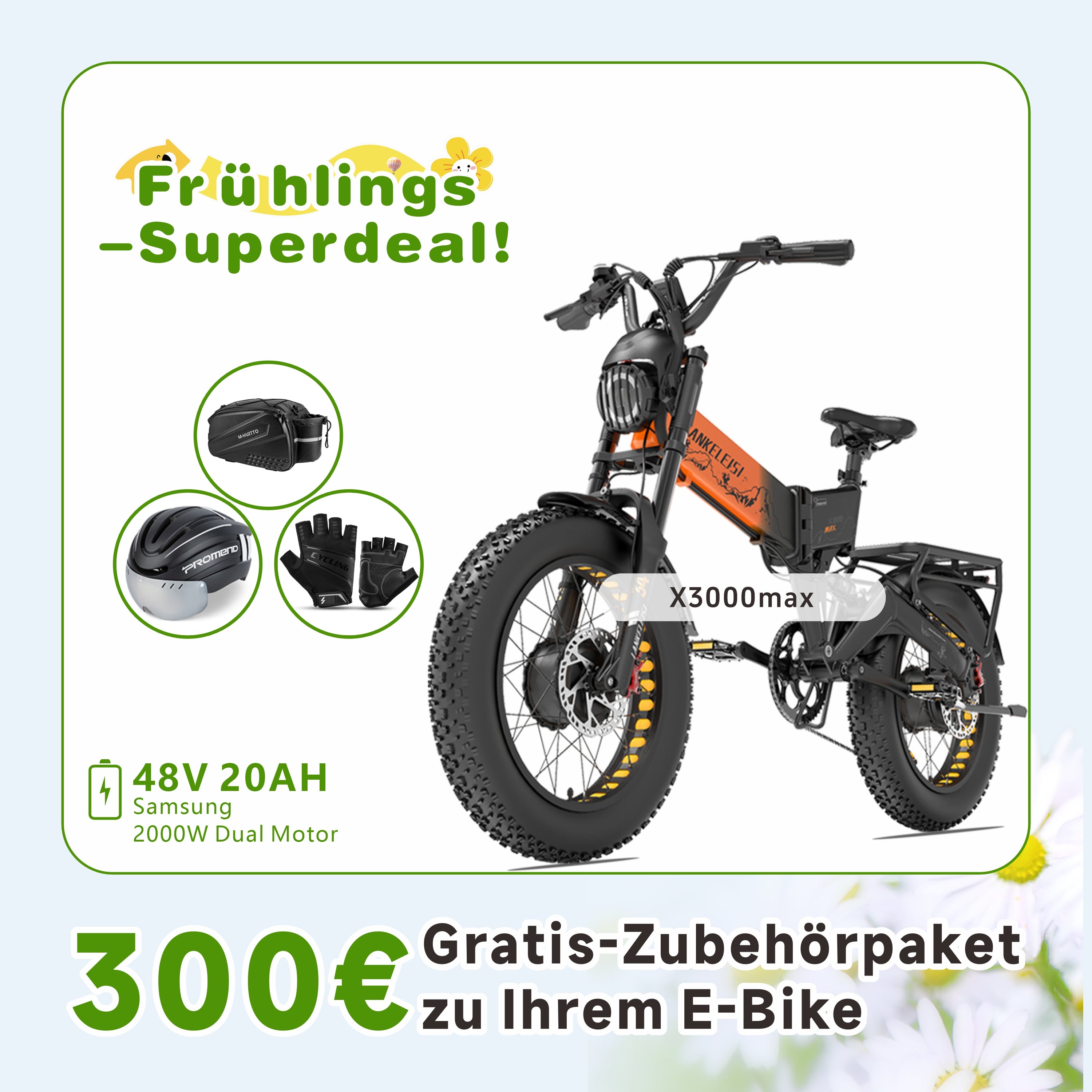 LANKELEISI X3000 MAX E-Mountainbike Klapprad