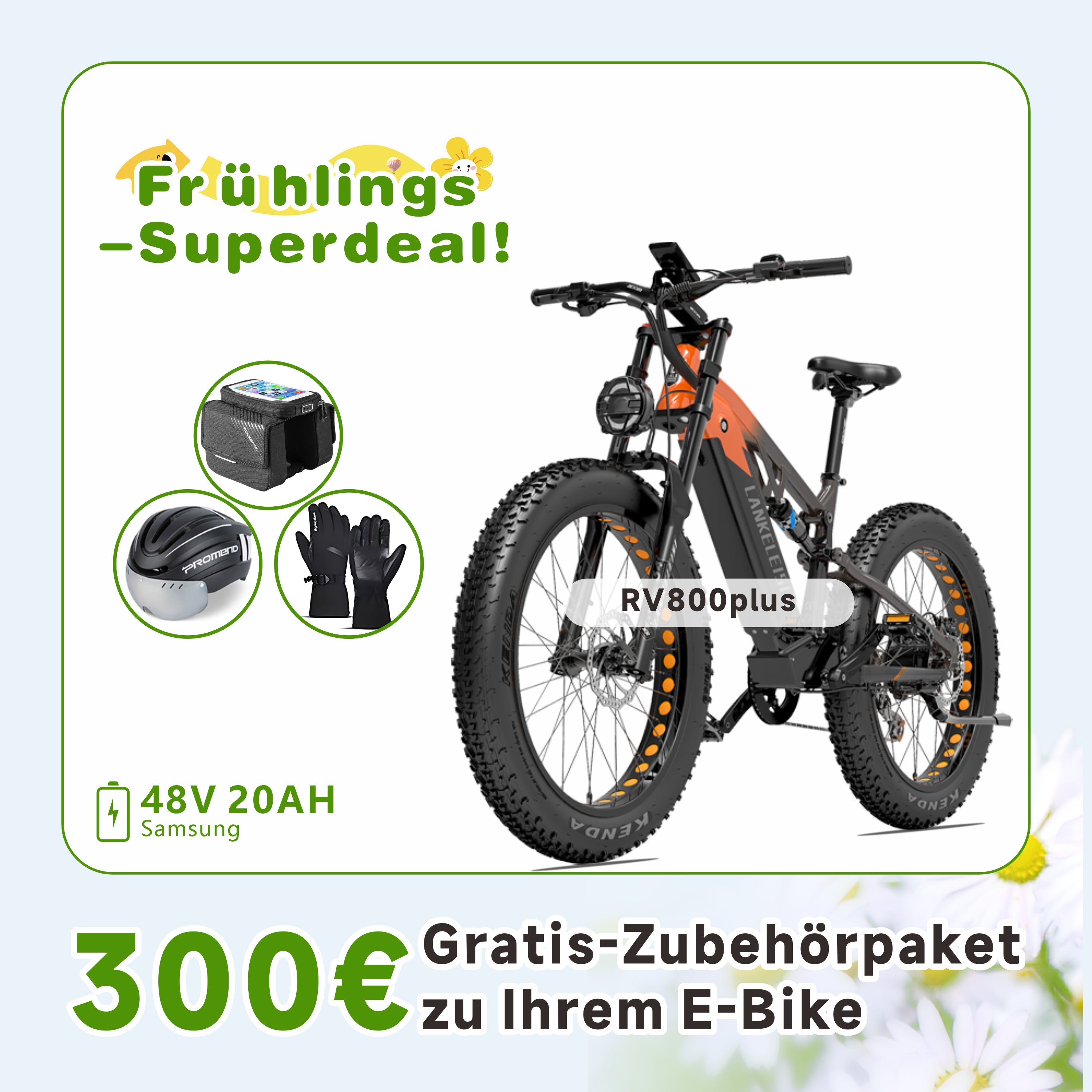 LANKELEISI RV800 Plus E-Mountainbike Fatbike