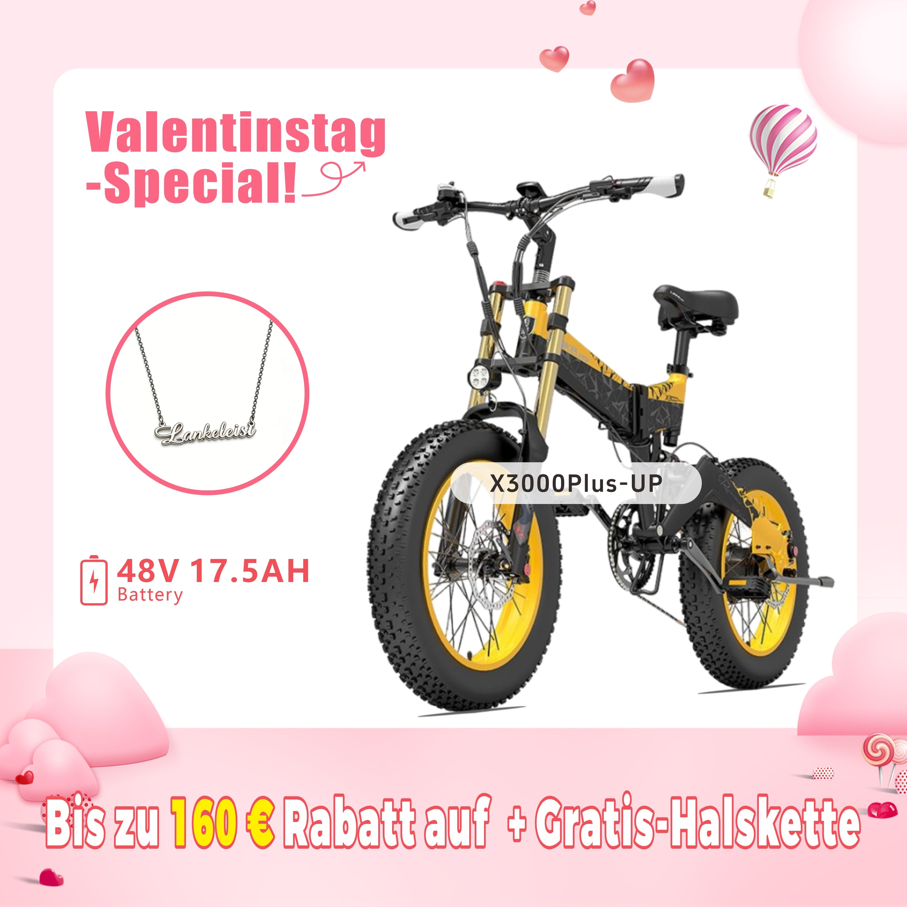 LANKELEISI X3000Plus-UP E-Mountainbike Klapprad