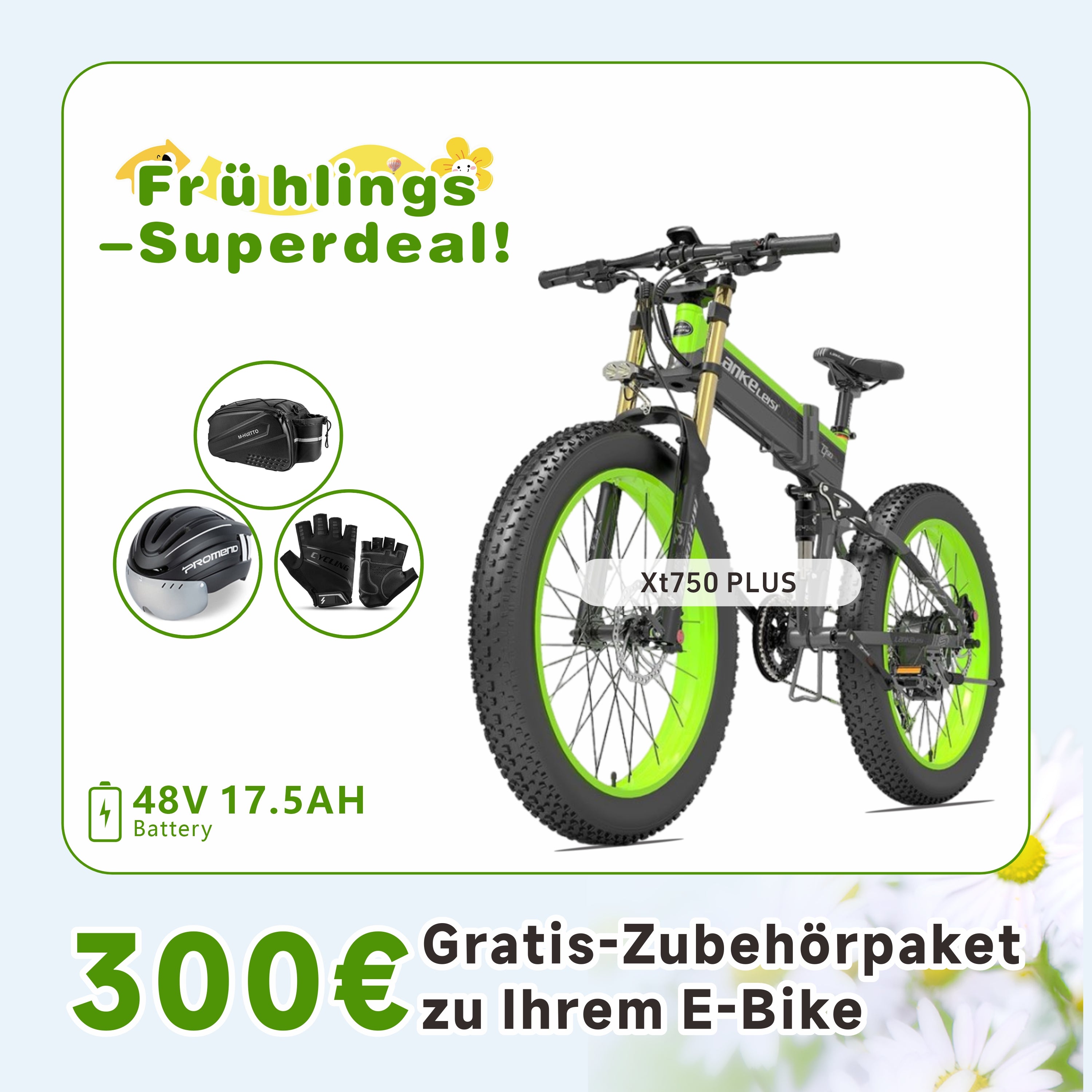 LANKELEISI XT750 PLUS E-Fatbike Klapprad mit Straßenzulassung