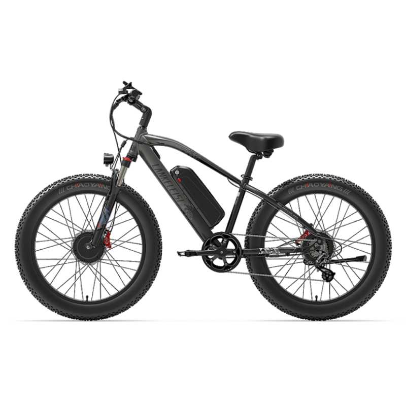 Lankeleisi MG740PLUS E-Mountainbike mit schwarzem Rahmen, scharfen Reifen und hochwertigem Mountainbike-Design