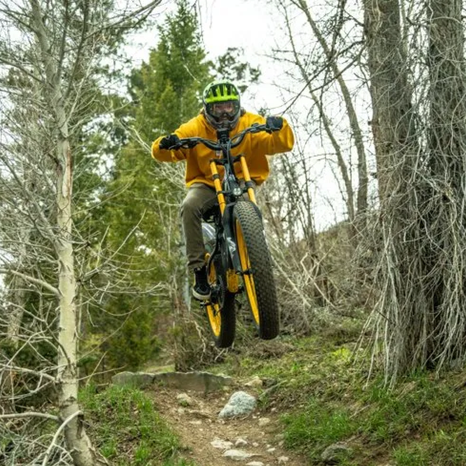 Lankeleisi RV700 E-Mountainbike mit schwarzem Rahmen, breiten Reifen und LED-Scheinwerfer, seitliche Ansicht