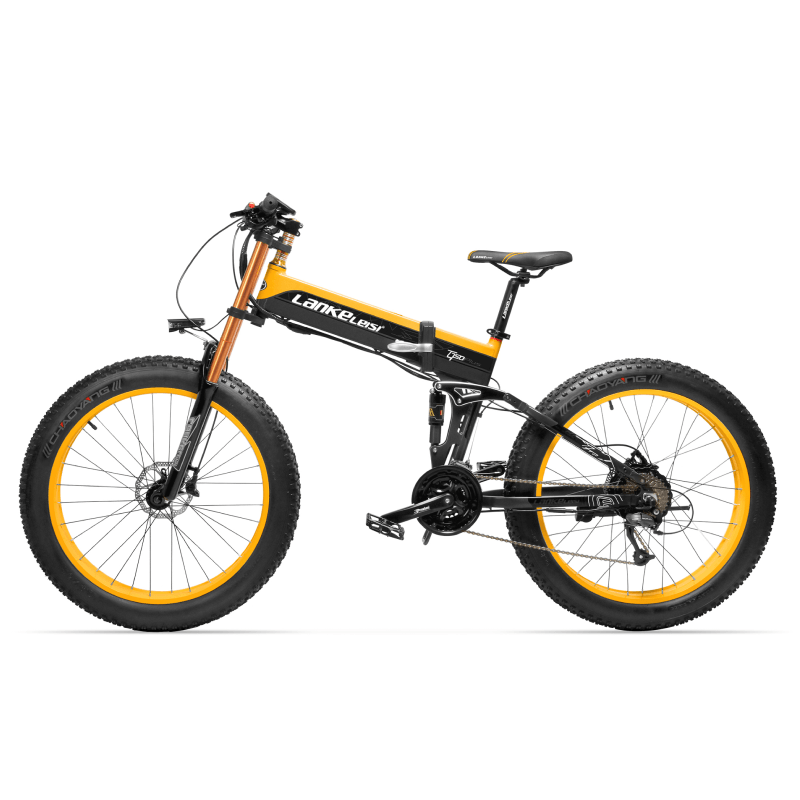 E-Fatbike LANKELEISI XT750 PLUS Klapprad mit Straßenzulassung, schwarzes E-Bike mit robustem Rahmen und großen Reifen