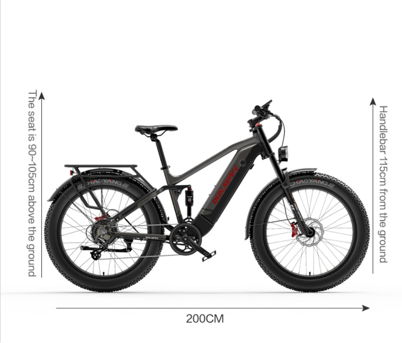 LANKELEISI-DE Dukawey Silvertip8 E-Mountainbike mit 26-Zoll-Fatbike-Reifen und 1000 W Motor, schwarzes E-Bike im Gelände