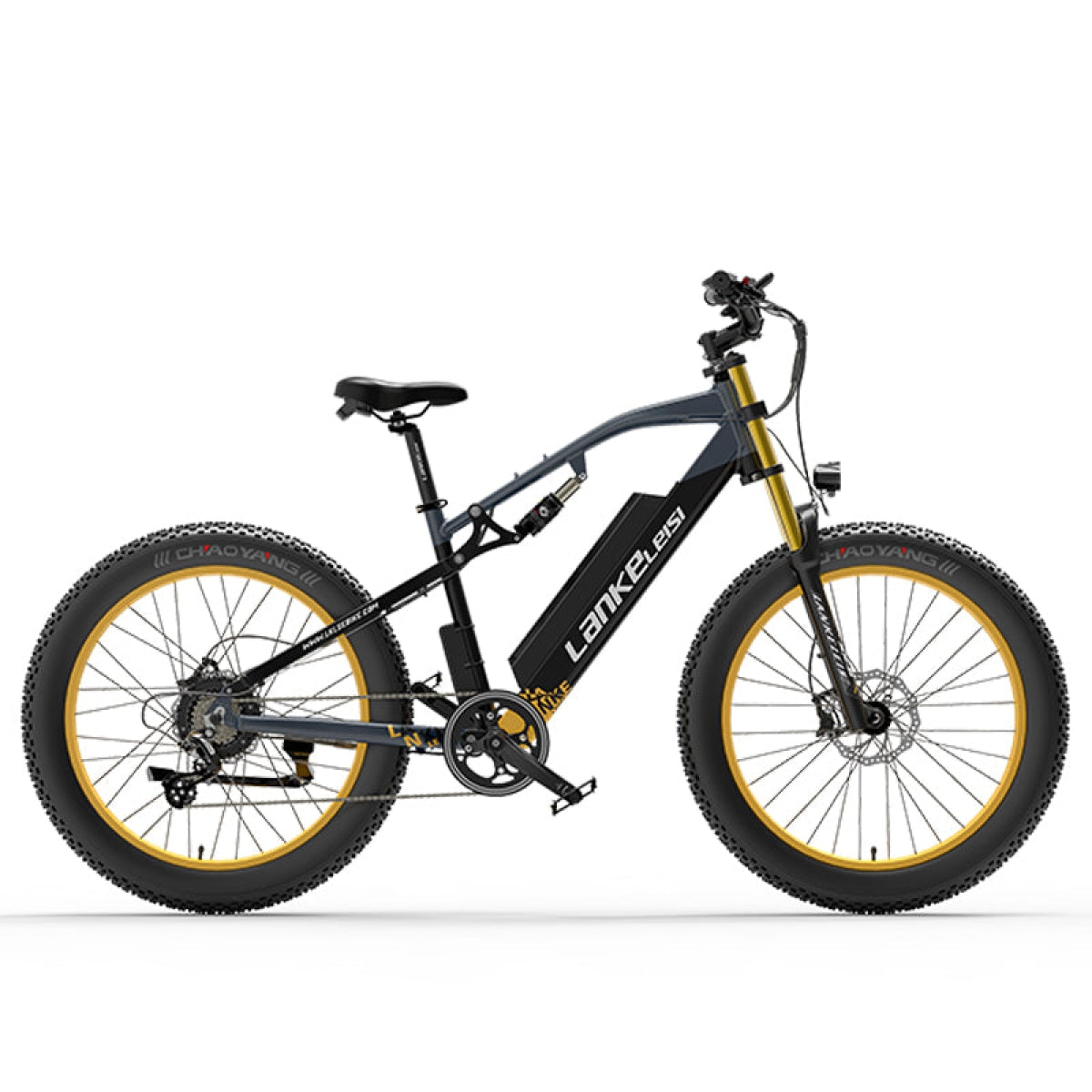 LANKELEISI RV700 Explorer electric hunting bike with rugged frame, fat tires, and handlebar controls for outdoor adventure.