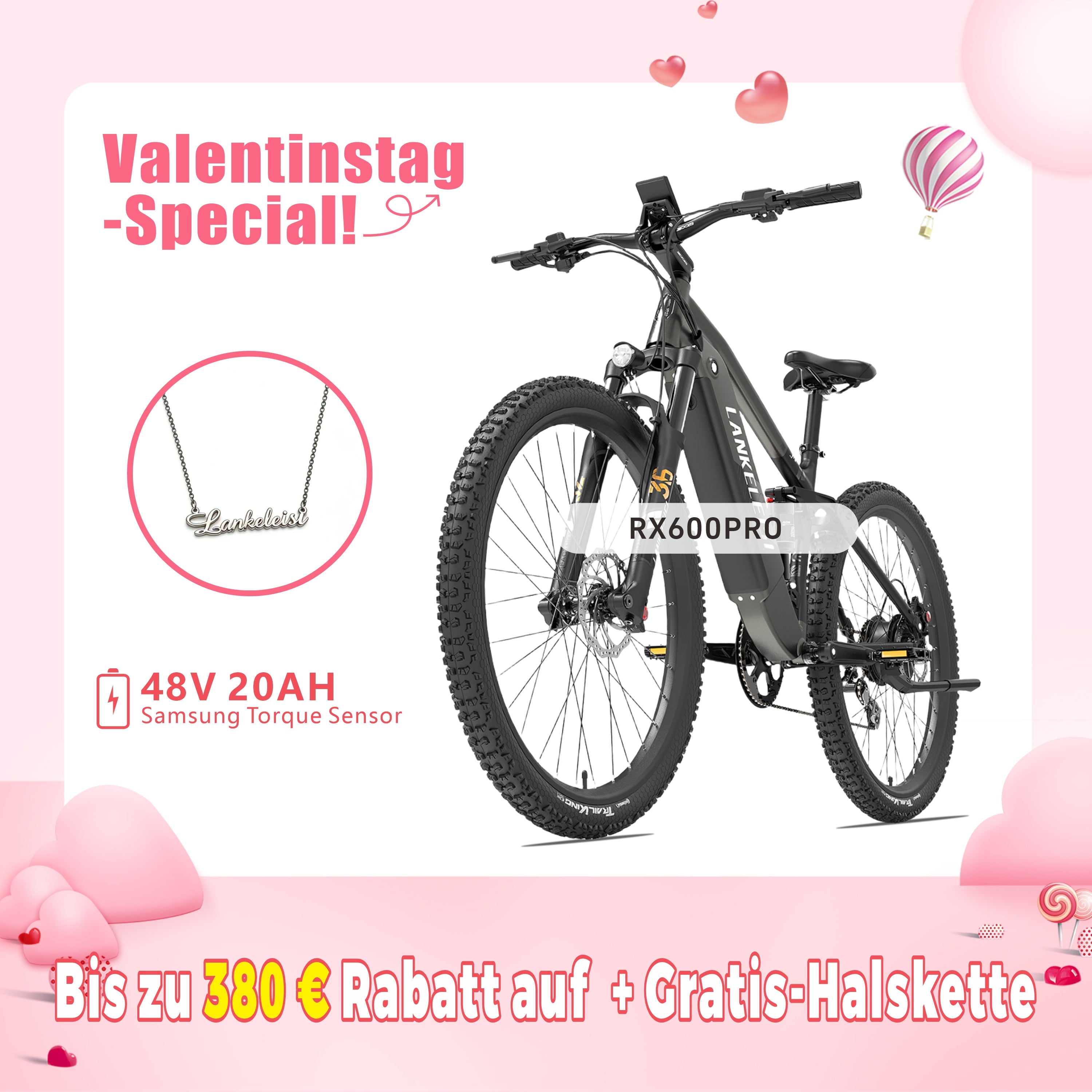 [Vorverkauf] LANKELEISI RX600PRO E-Mountainbike mit Drehmomentsensor (Neuheiten)