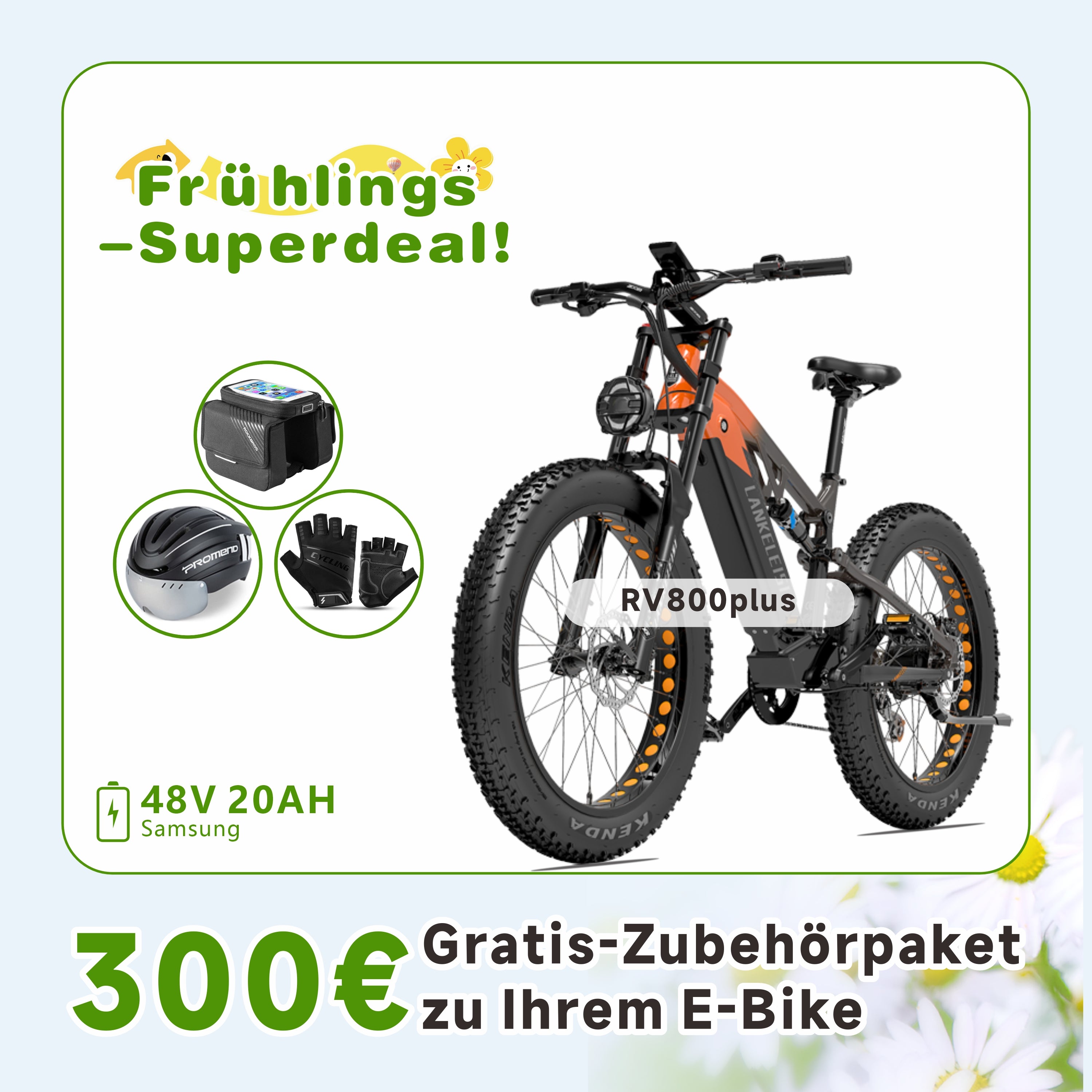 LANKELEISI RV800 Plus E-Mountainbike Fatbike