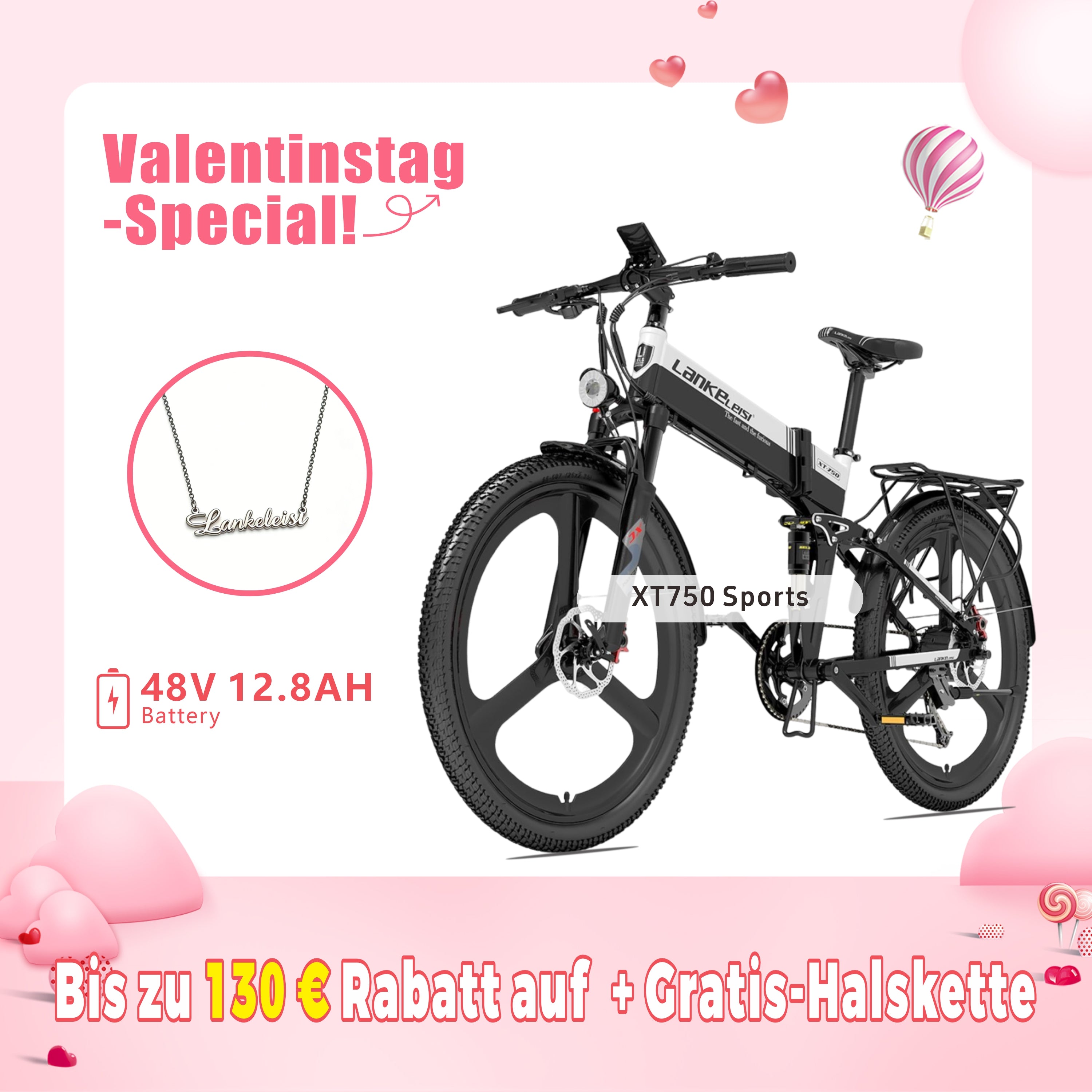 LANKELEISI XT750 SPORT City E-Bike Klapprad mit Straßenzulassung