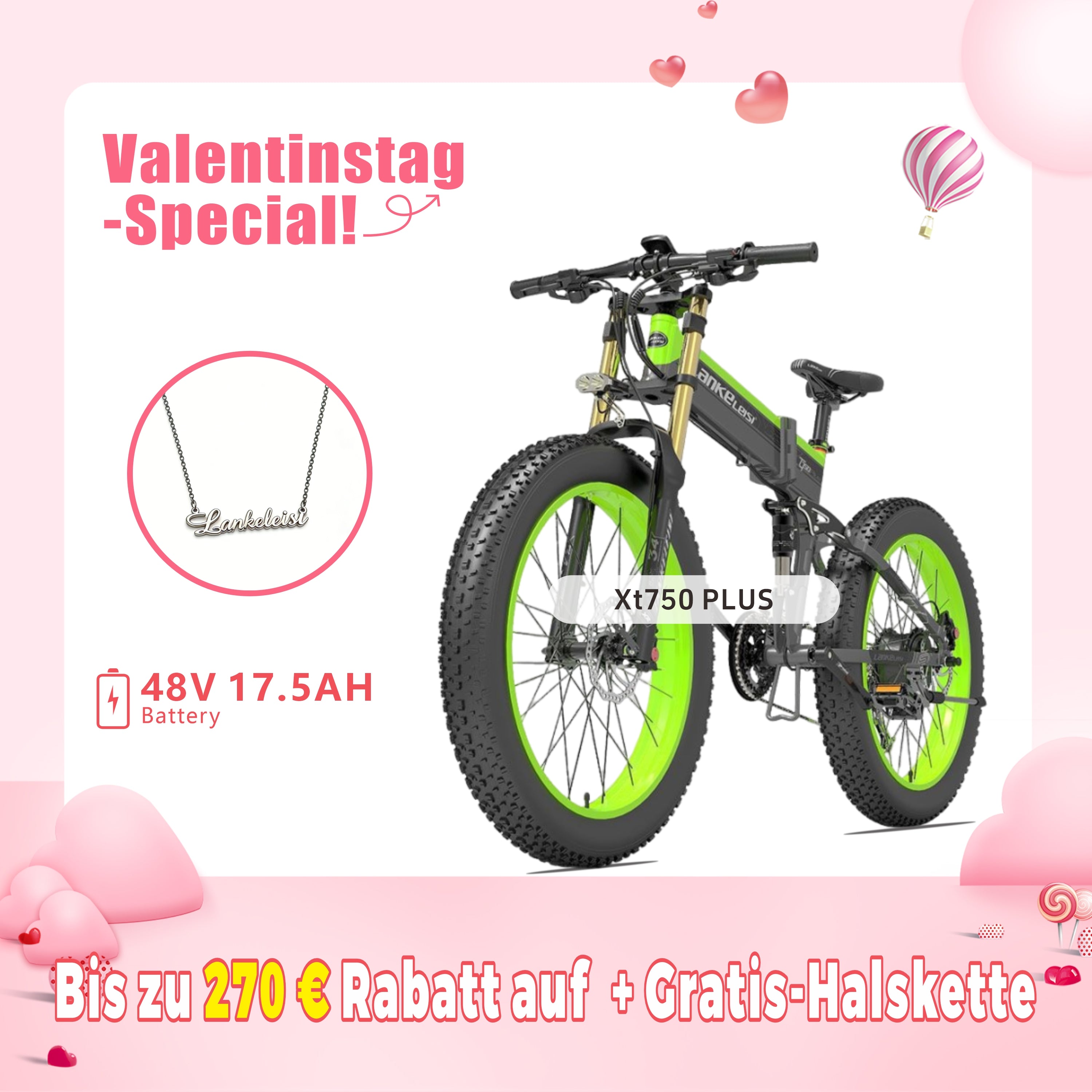 LANKELEISI XT750 PLUS E-Fatbike Klapprad mit Straßenzulassung