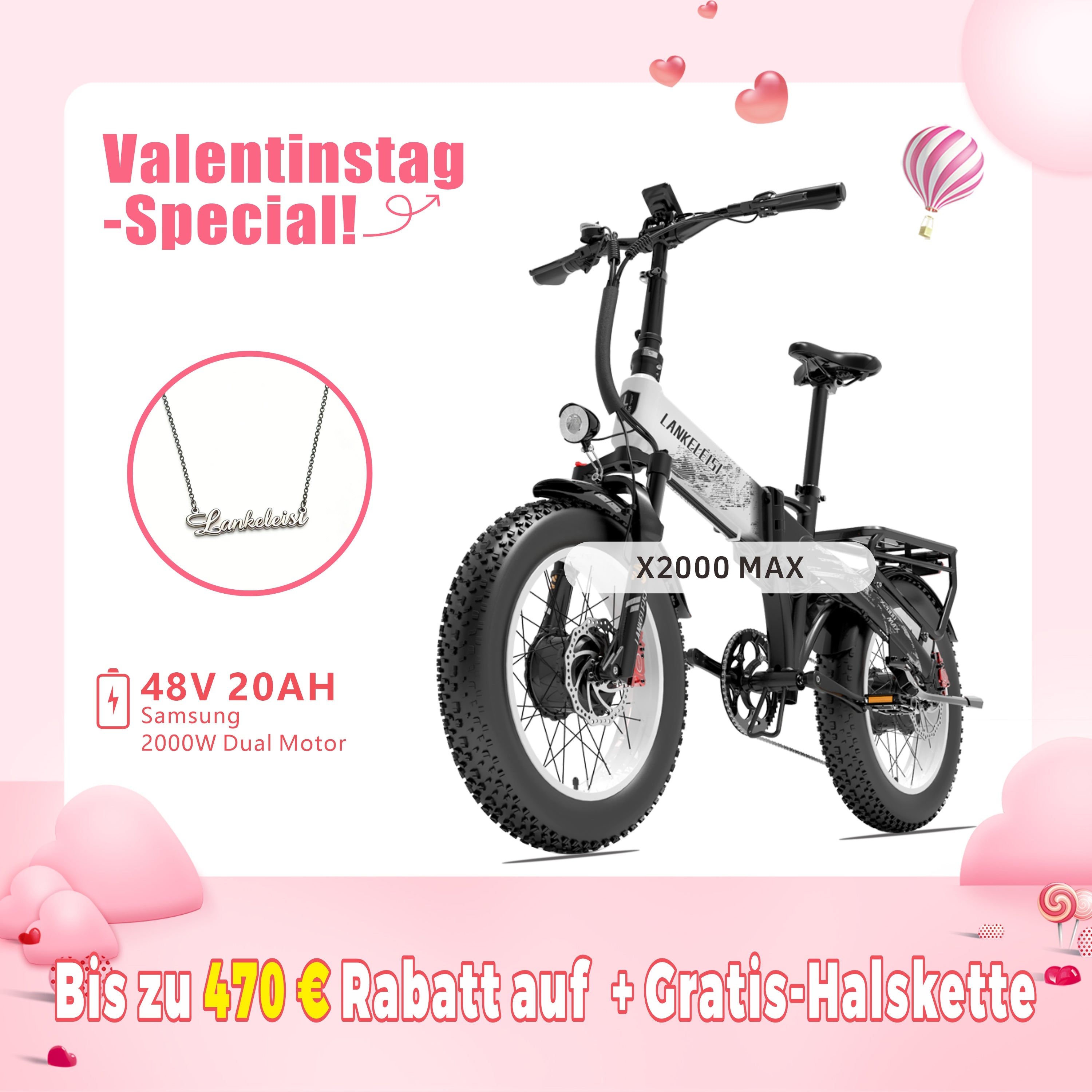 [Vorverkauf] LANKELEISI X2000 Max Klapprad E-Bike(Neuheiten)