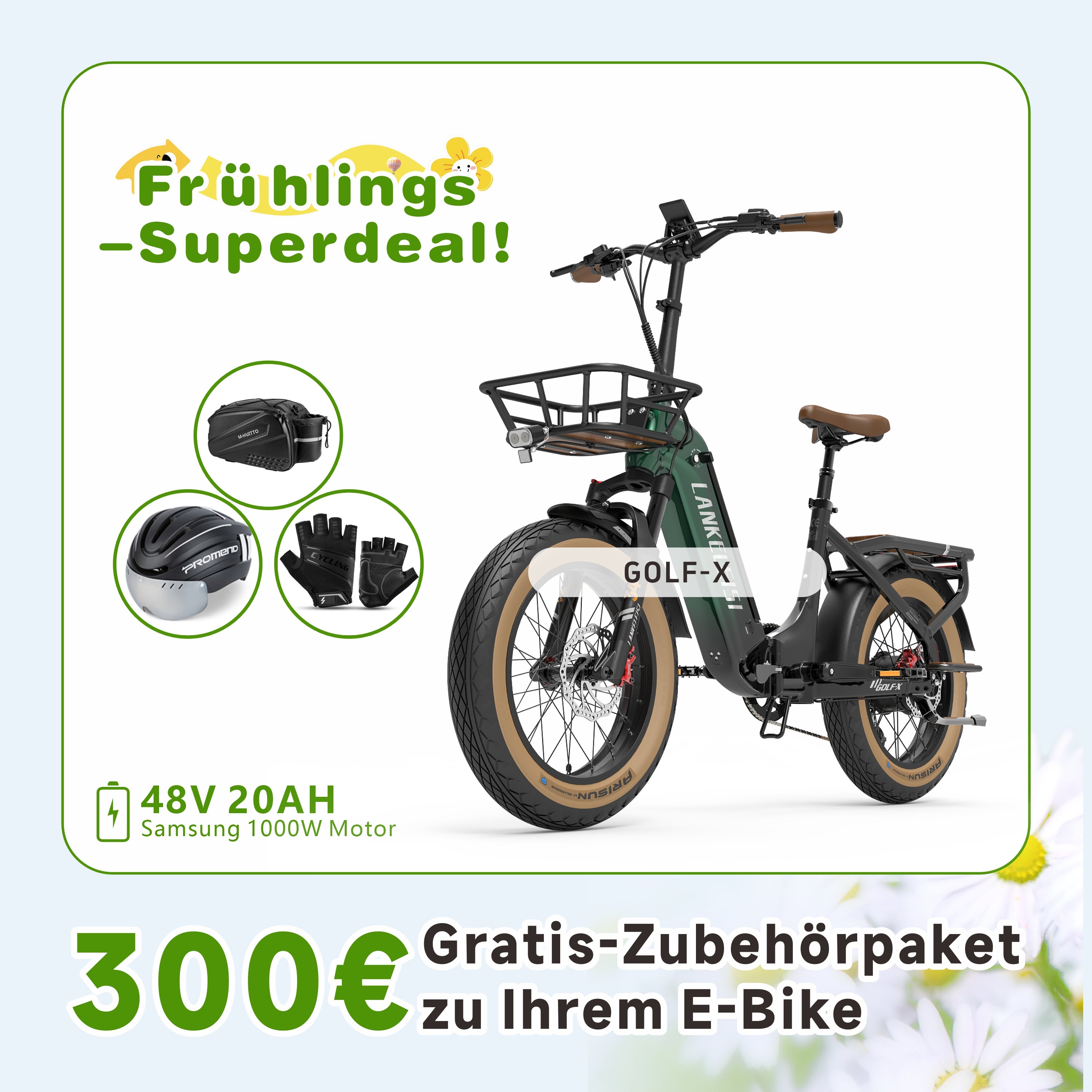 LANKELEISI GOLF-X Tiefeinsteiger City E-Bike Klapprad  (Neu)