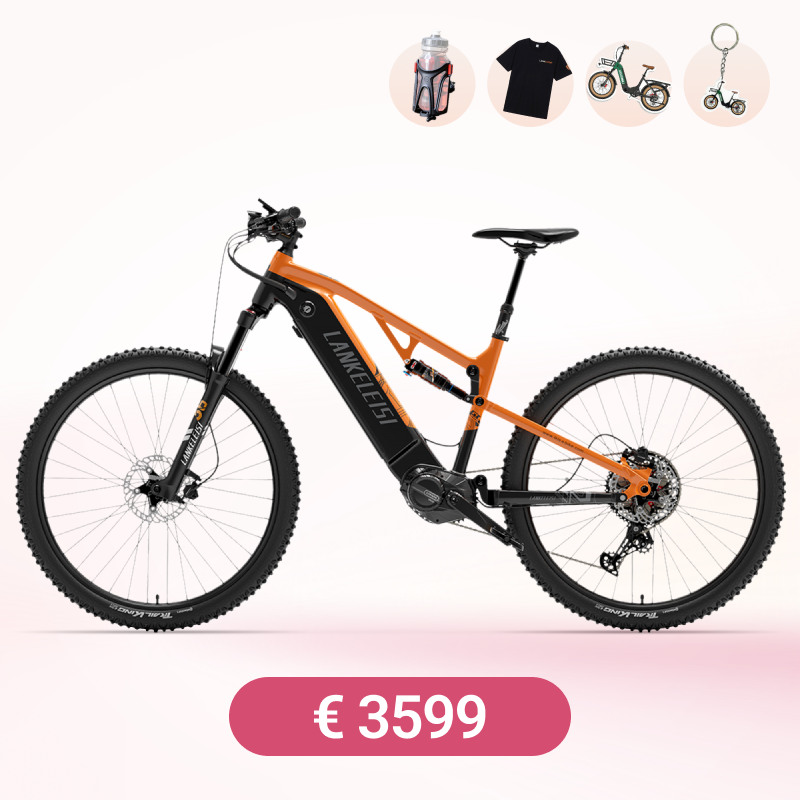 E-Mountainbike LANKELEISI GT800 mit Mittelmotor, 26-Zoll Reifen, schwarzes Rahmenmodell, geläufiges Fahrraddesign