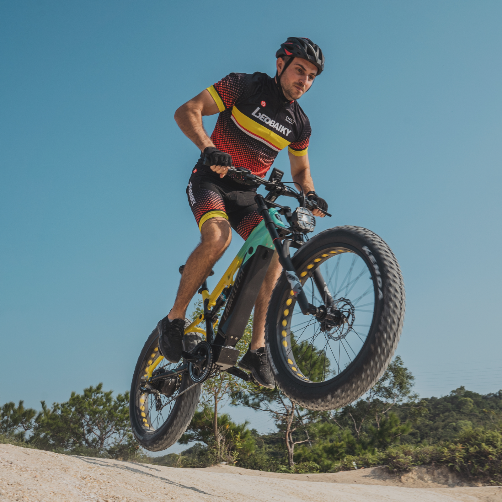 E-Bike LANKELEISI RV800PLUS in Sandy Land Farbe, stilvolles Elektrofahrrad mit robustem Rahmen und moderner Ausstattung.