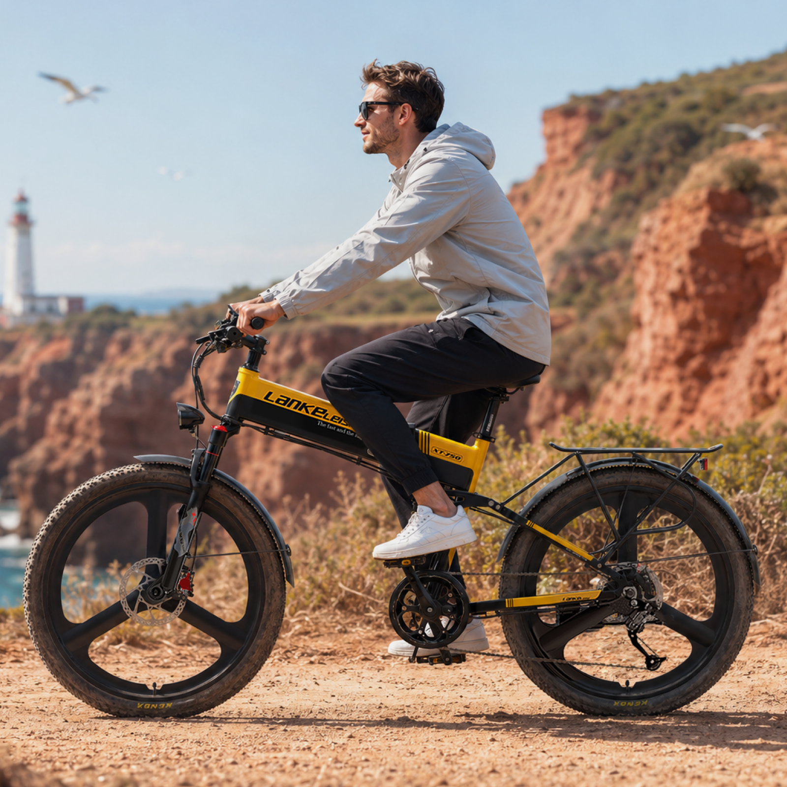 Lankeleisi XT750 Sports E-Bike, Mountainrad mit schwarzem Rahmen und sportlichem Design, auf einer urbanen Straße abgebildet