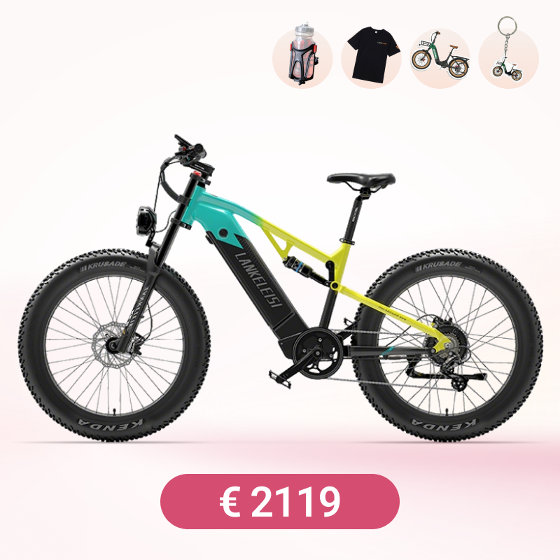 E-Mountainbike LANKELEISI RV800 Plus Fatbike mit 26-Zoll Reifen, schwarzes Mountainbike mit robustem Rahmen, sportliches Design