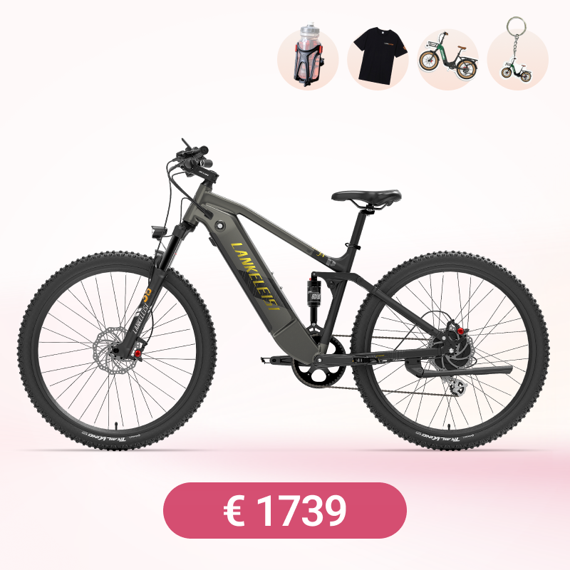 E-Mountainbike LANKELEISI RX600PRO mit Drehmomentsensor, 26-Zoll-Reifen, schwarzes Rahmen, sportliches Design