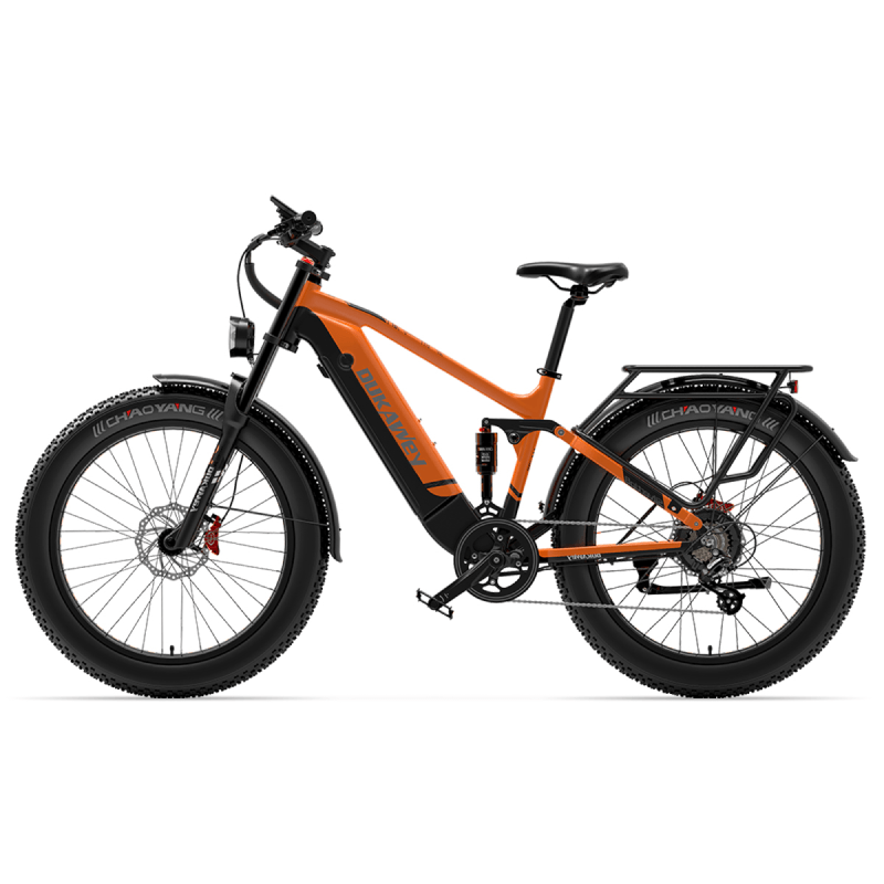 Dukawey Silvertip8 E-Mountainbike von LANKELEISI-DE mit 26-Zoll-Fatbike-Reifen und 1000W Motor, schwarz, im Offroad-Einsatz