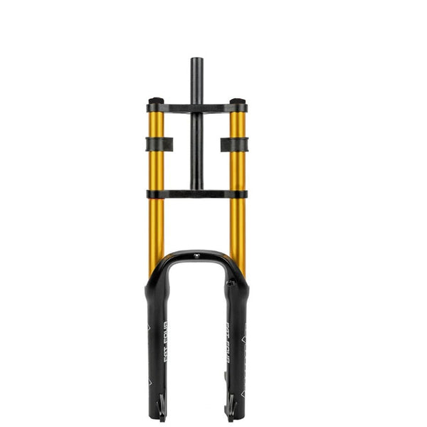 LANKELEISI-DE Vorderradgabel mit Stoßdämpfer für Elektrofahrrad, schwarz, sichtbar mit Feder und Befestigungspunkten