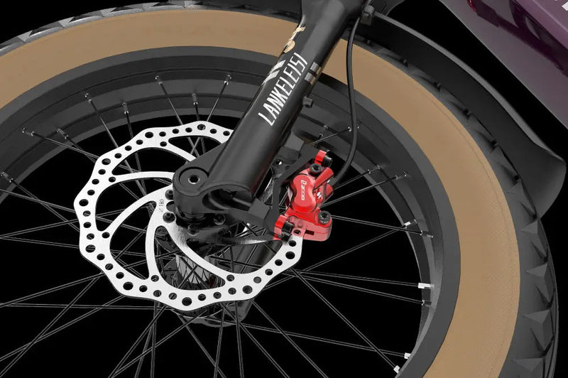 Das LANKELEISI GOLF-X ist vorne und hinten mit hydraulischen Bremsen und 180-mm-Bremsscheiben ausgestattet