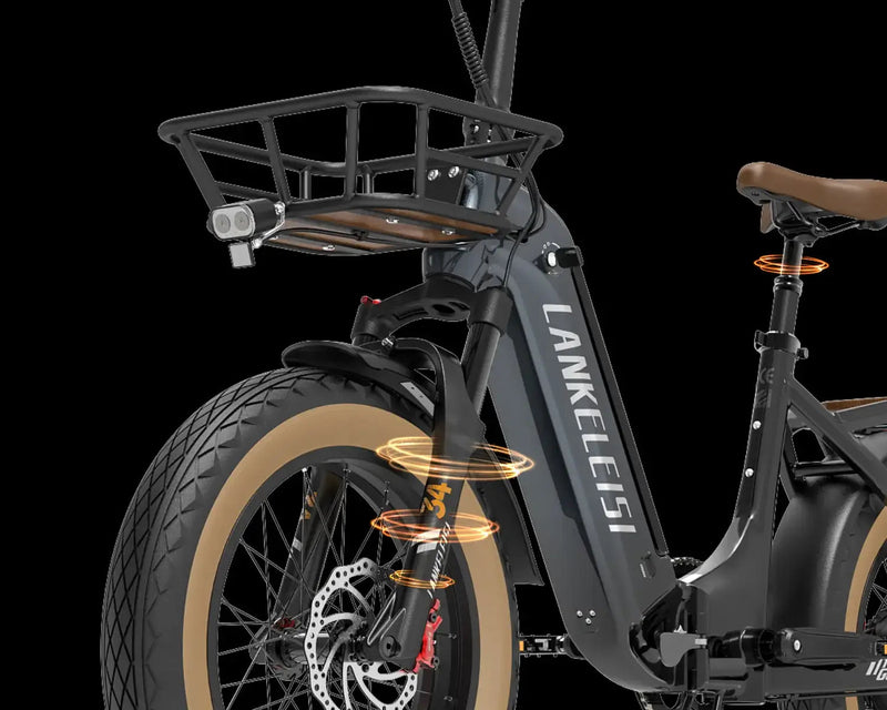 Das LANKELEISI GOLF-X verfügt über eine Federgabel