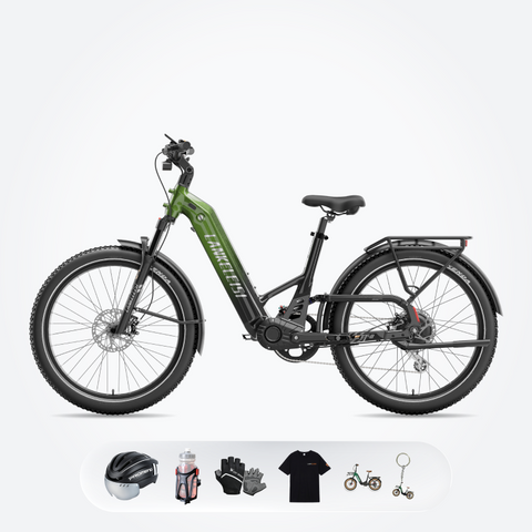 E-Bike LANKELEISI KETT-8 in Schwarz mit robustem Rahmen und elektrischer Unterstützung, ideal für Stadt- und Geländefahrten