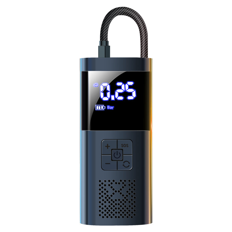 Kabellose Powerbank-Autoluftpumpe von LANKELEISI-DE, kompakte elektrische Luftpumpe mit digitaler Anzeige und USB-Ladefunktion